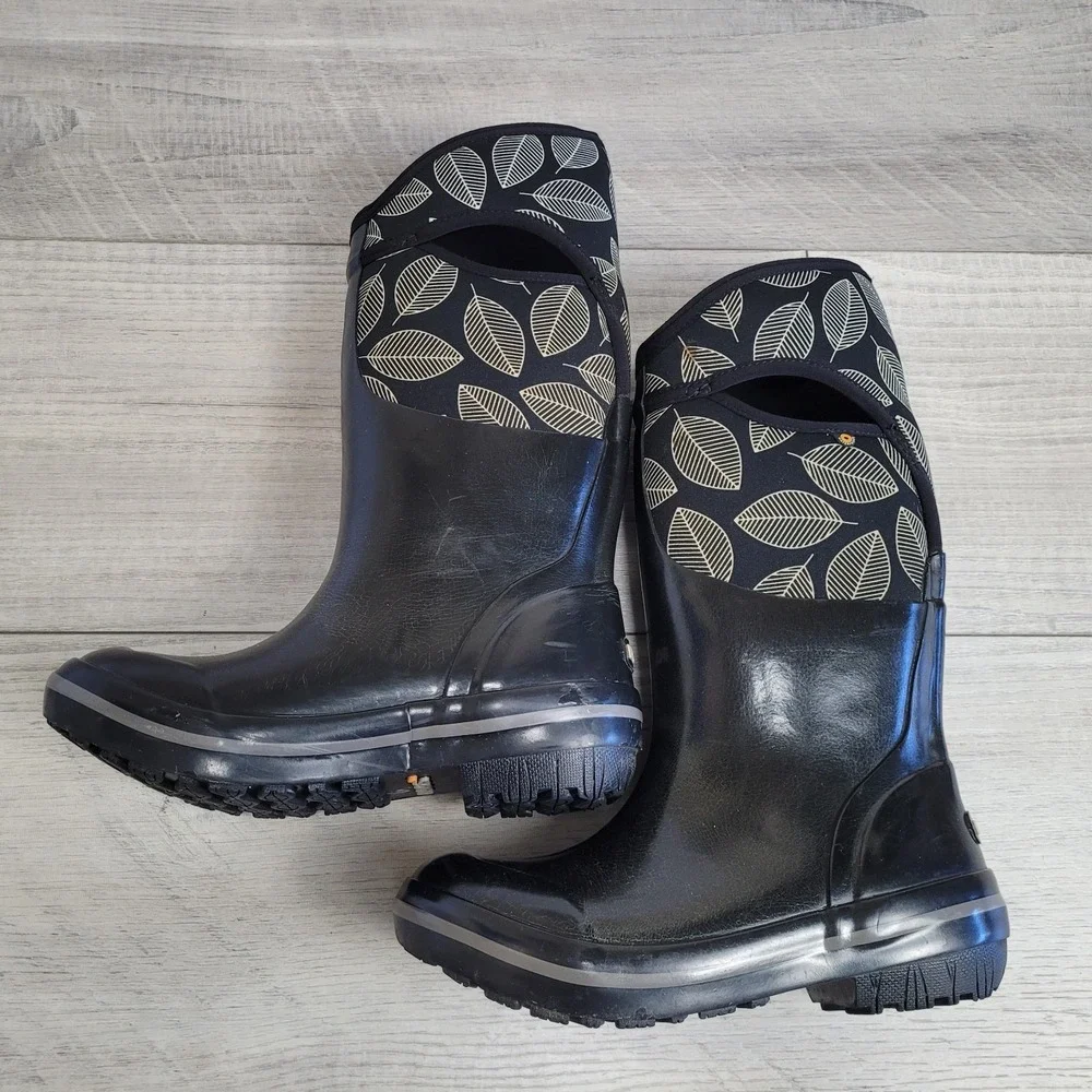 Bogs Plimsoll Leaf Neo-Tech Waterproof Boots Womens 6 Black Insulated –40 Winter